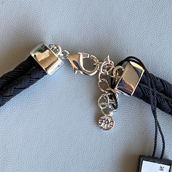 Lightweight Silvertone & Black Double Layer Necklace - Picture 4 of 6